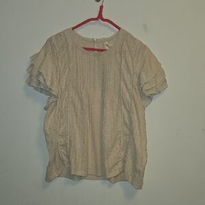 Anthropologie Pintuck Lace Top - LARGE
